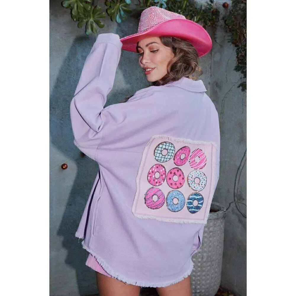 Donut Skip This Shacket in Lavender - Picture 3 of 12